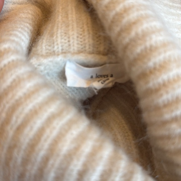 A Loves A Wool Blend Turtleneck Long Sleeve Cable Knit Sweater Sz XL Cream - Picture 4 of 6